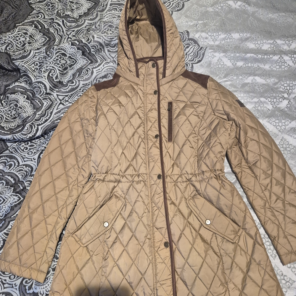 Lauren Ralph Lauren Beige Quilted Puffer Coat